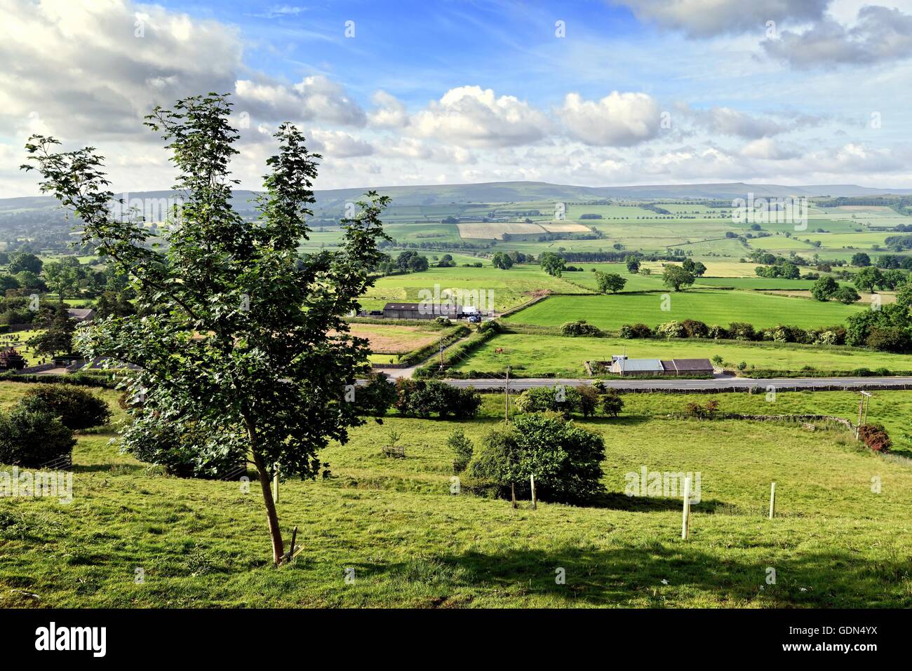 Elevated view of Wensleydale Yorkshire UK Stock Photo