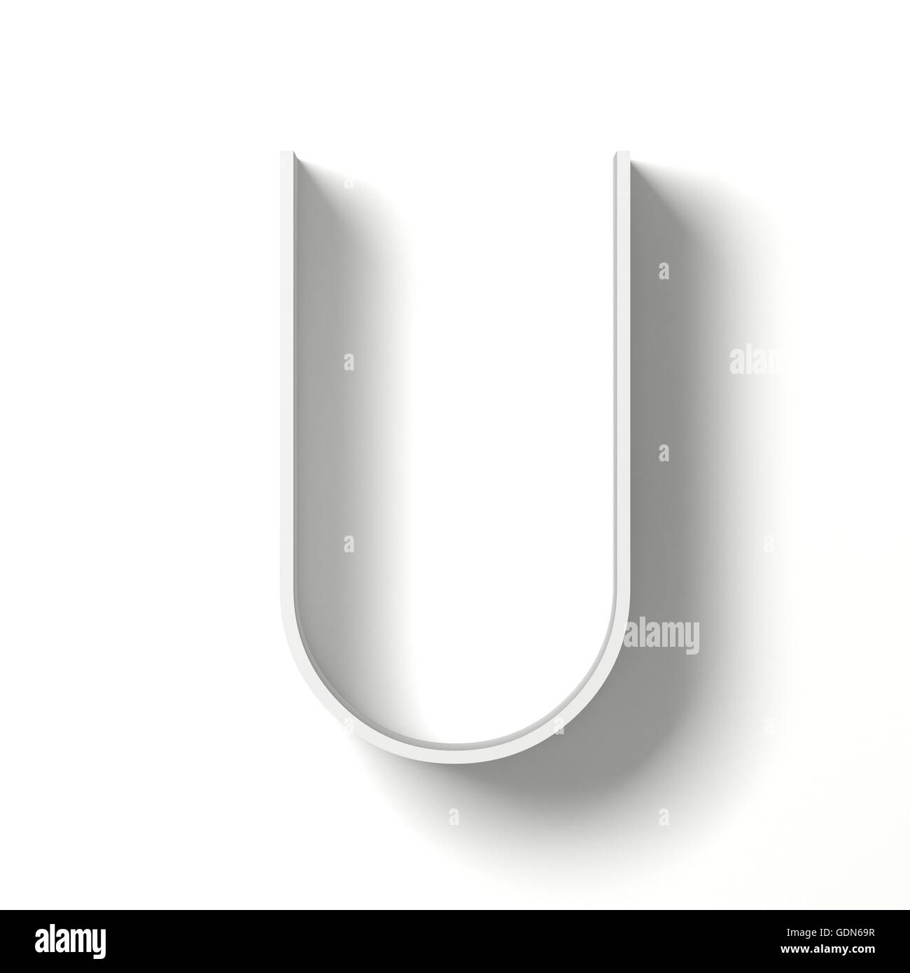 U Shadow Long shadow font. Letter U. 3D render illustration isolated on white ...