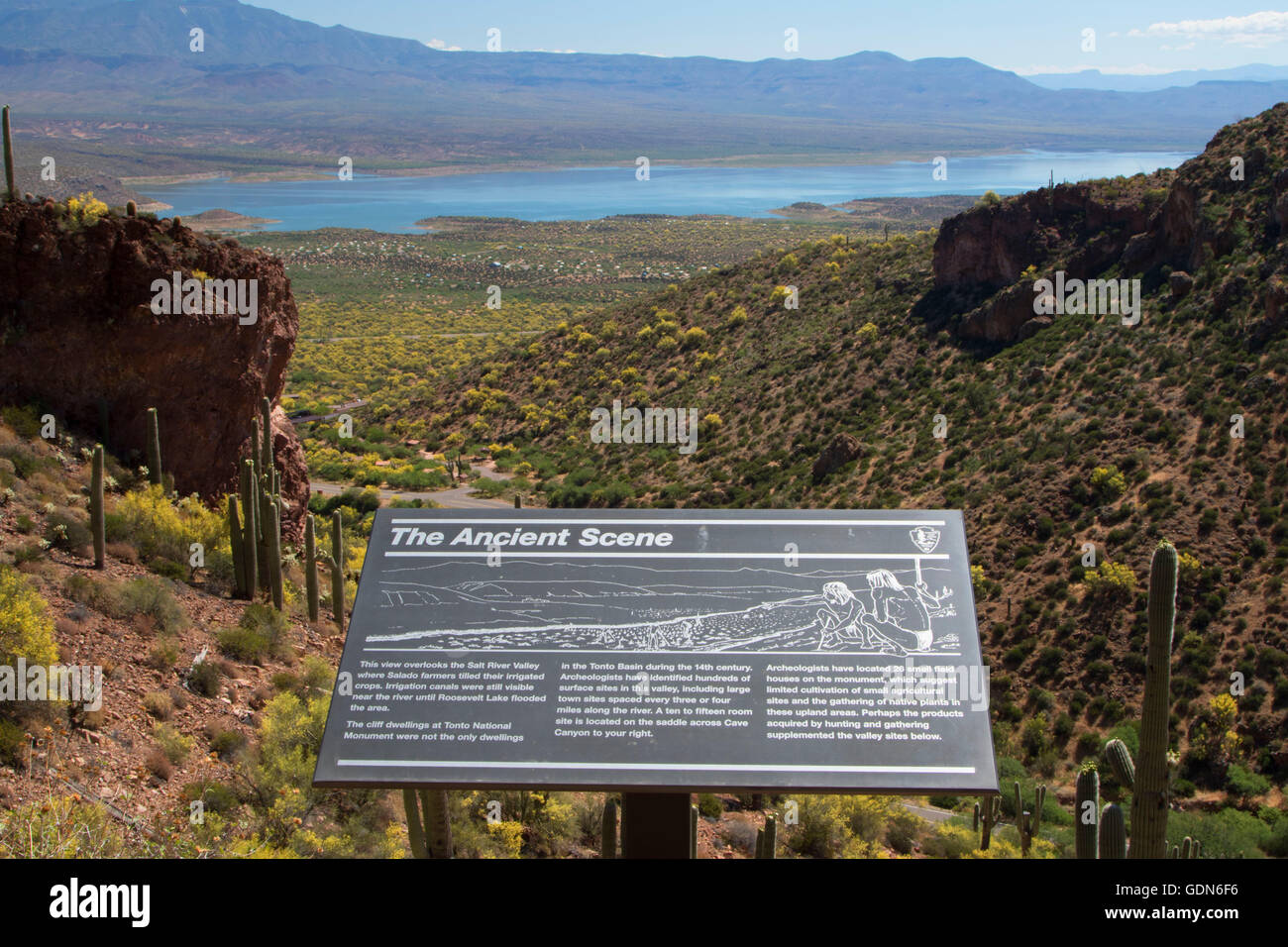 Desert with interpretive board to Roosevelt Lake, Tonto National