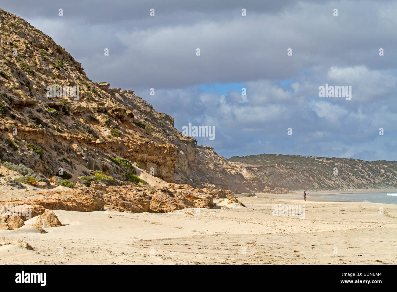Angler on Berry Bay on the Yorke Peninsula Stock Photo Alamy