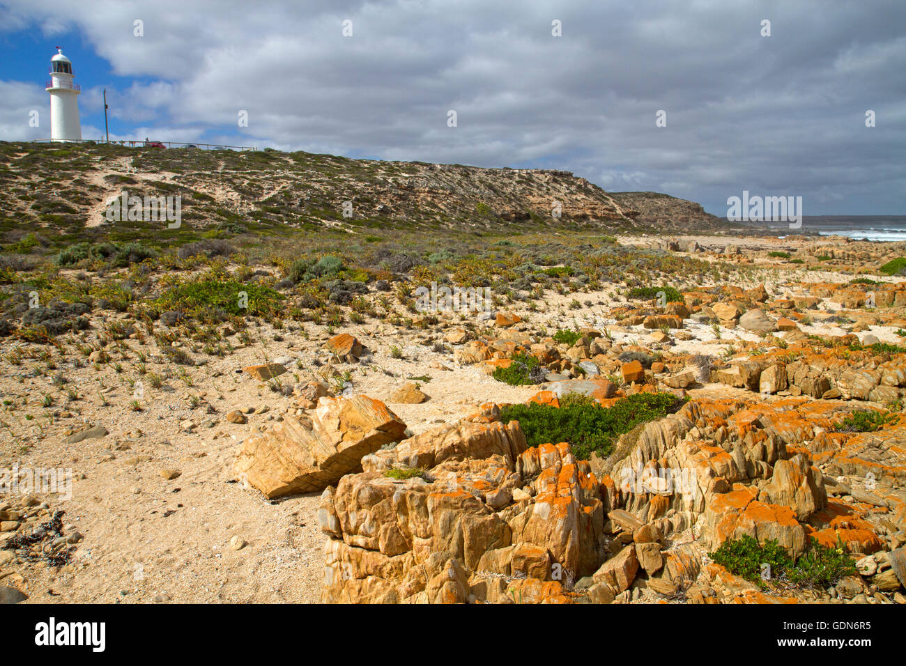 Corny Point Lighthouse on the Yorke Peninsula Stock Photo