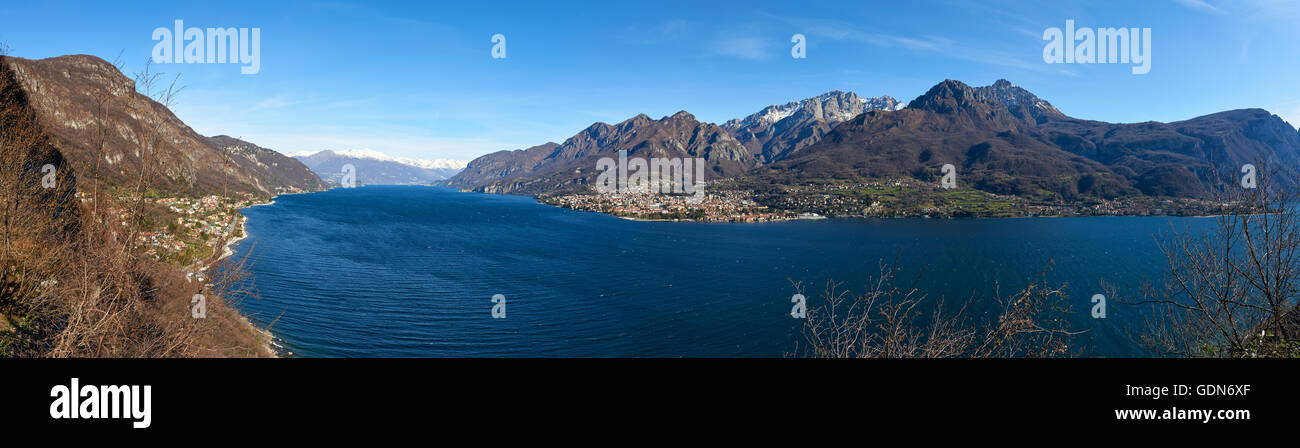 Landscape of Lake Como with Mandello del Lario in Lombardy, Italy. It is a lake of glacial origin. Stock Photo