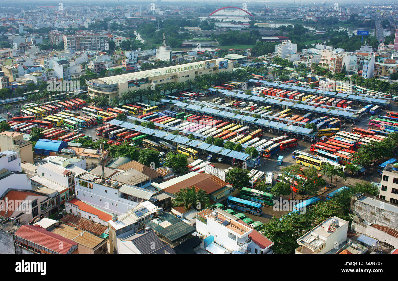 Panaromic of Mien Dong bus station on day Stock Photo - Alamy