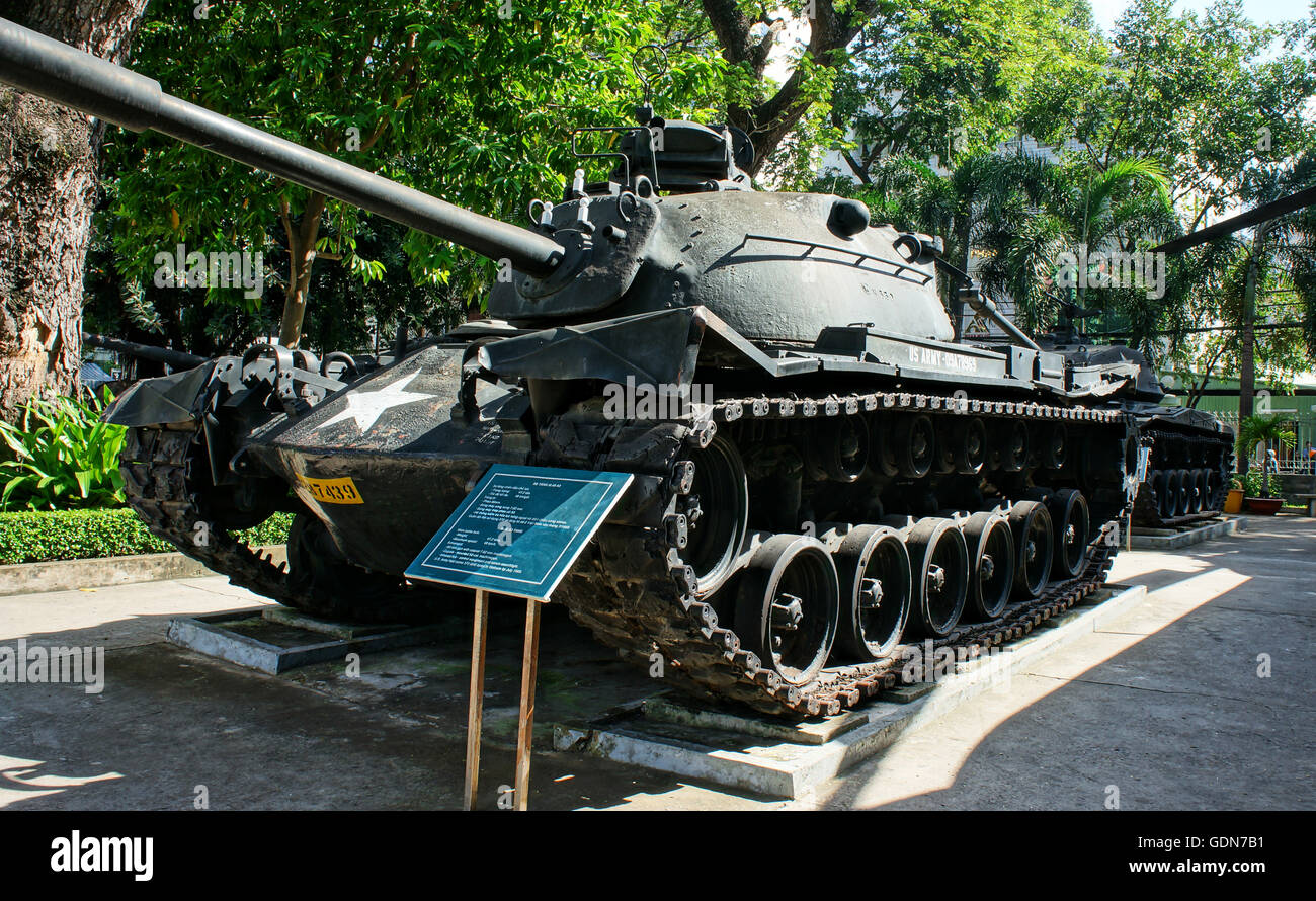HO CHI MINH , VIETNAM- AUG 12 : Old tank of United state army display ...