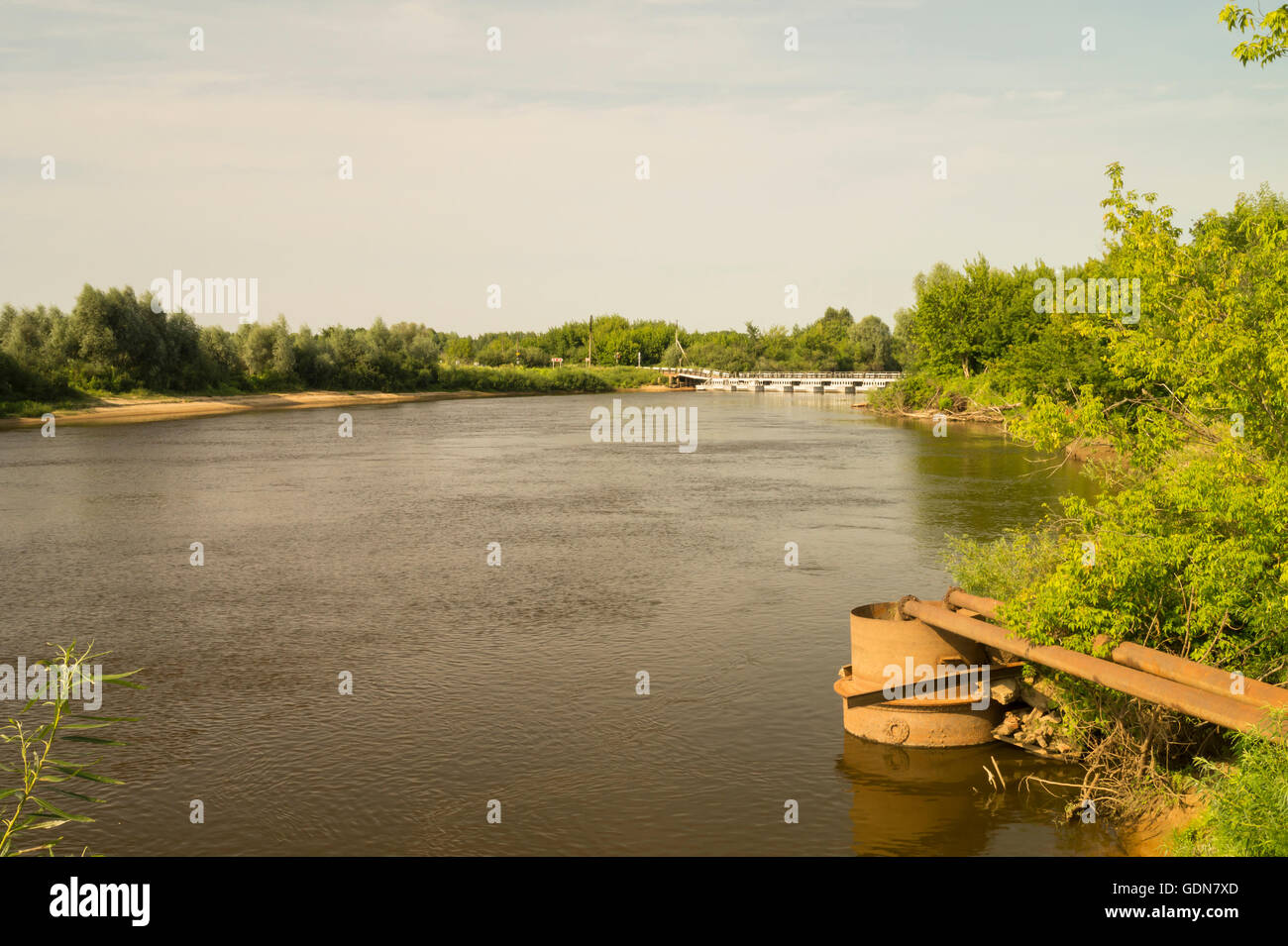 Beautiful river landscape by summer with green tree ashore Stock Photo ...