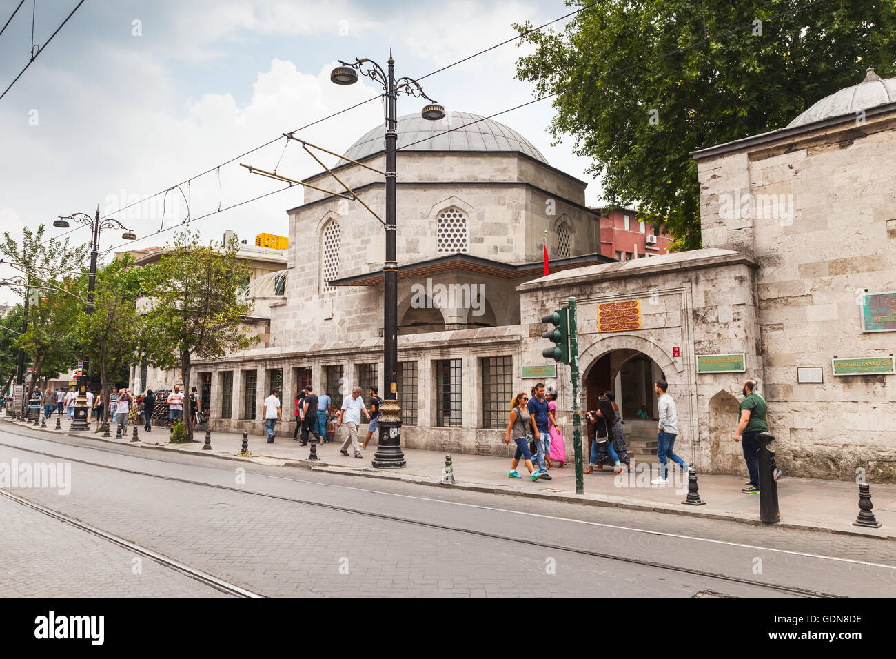 Istanbul, Turkey - June 28, 2016: Ordinary people walk on the street in old central district of Istanbul city near Yahya Kemal M Stock Photo