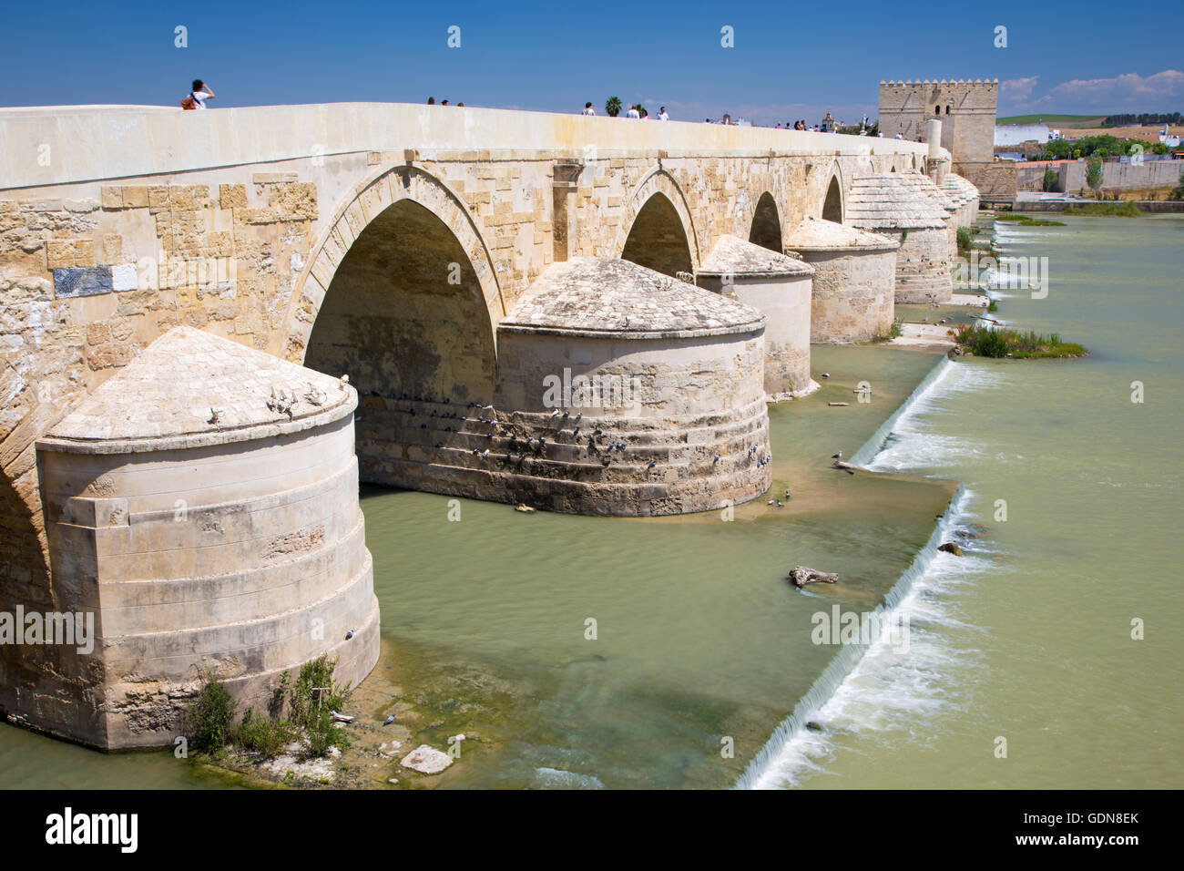 CORDOBA, SPAIN - MAY 26, 2015: The Roman bridge. Stock Photo