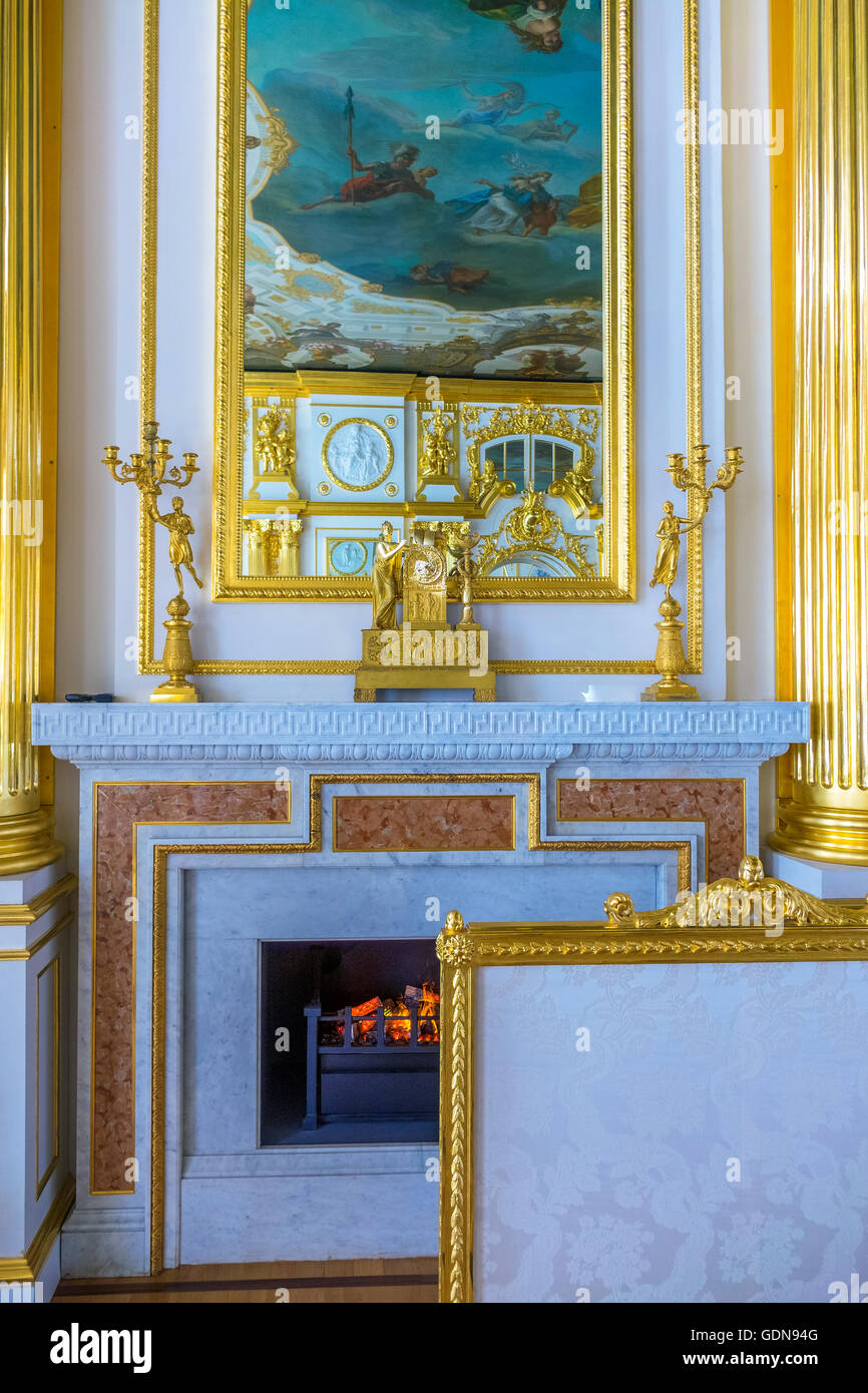 The Gold Room Catherine Palace, Pushkin, Saint Petersburg Russia Stock Photo