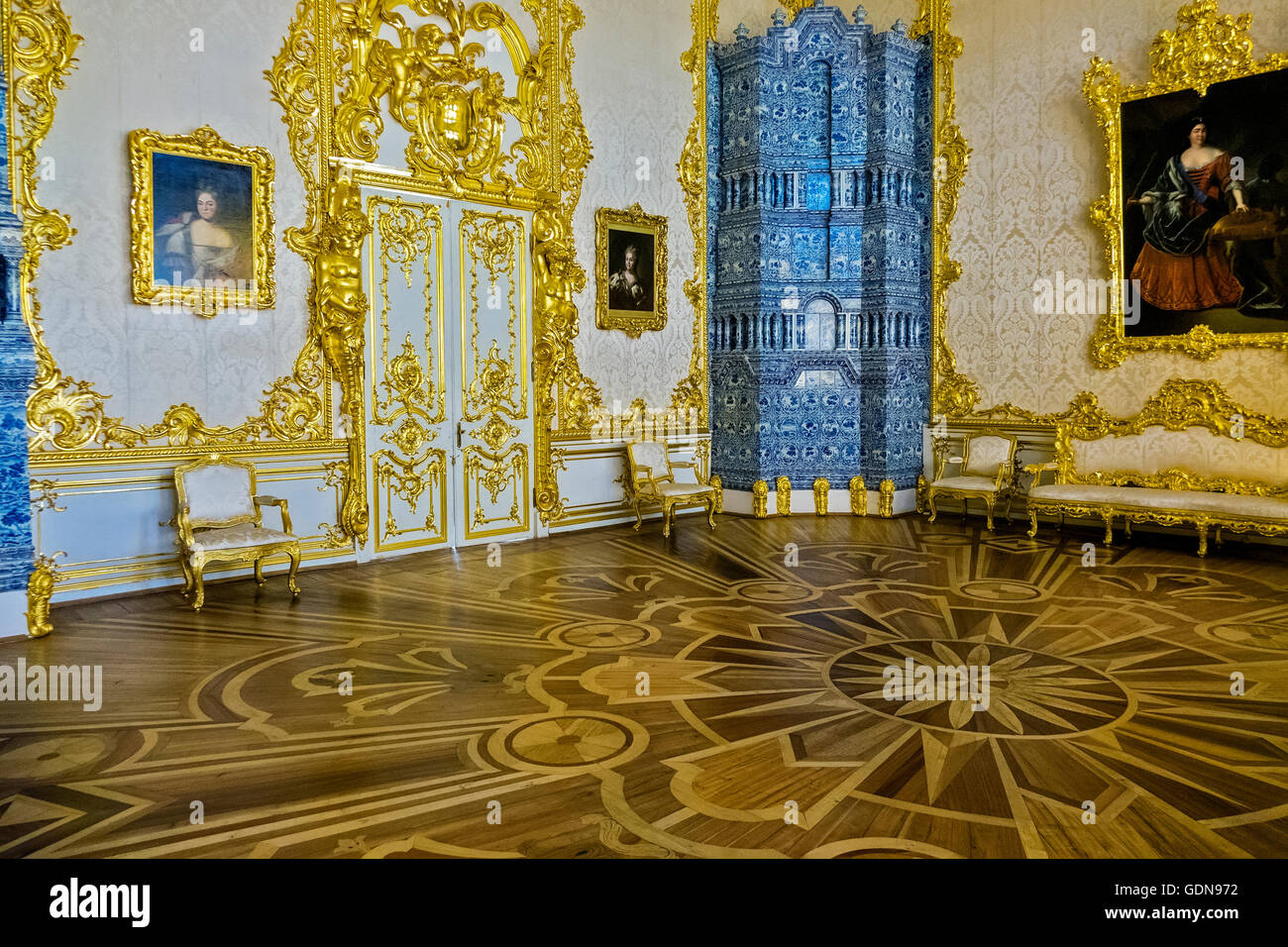 A Reception Room Catherine Palace Pushkin Saint Petersburg Russia Stock Photo
