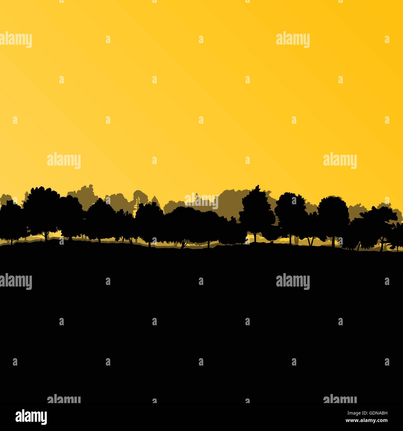 Forest trees silhouettes natural wild landscape detailed illustration ...