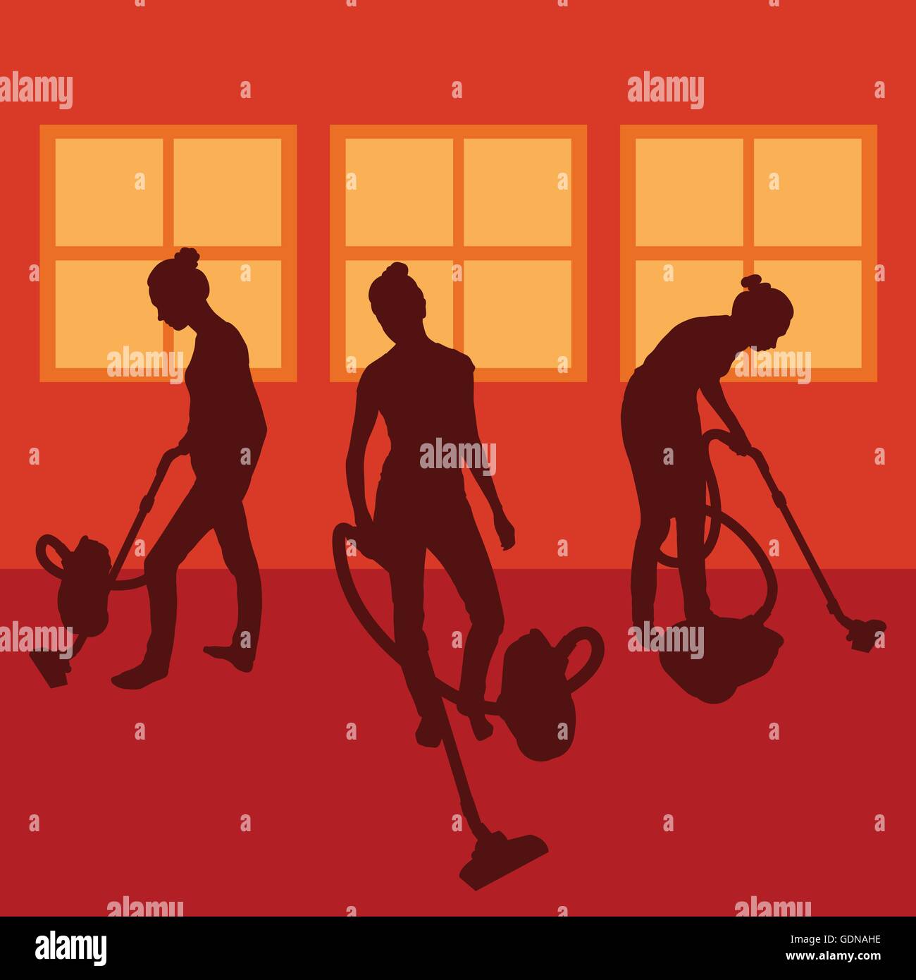 Woman cleaning with vacuum cleaner vector background Stock Vector Image ...