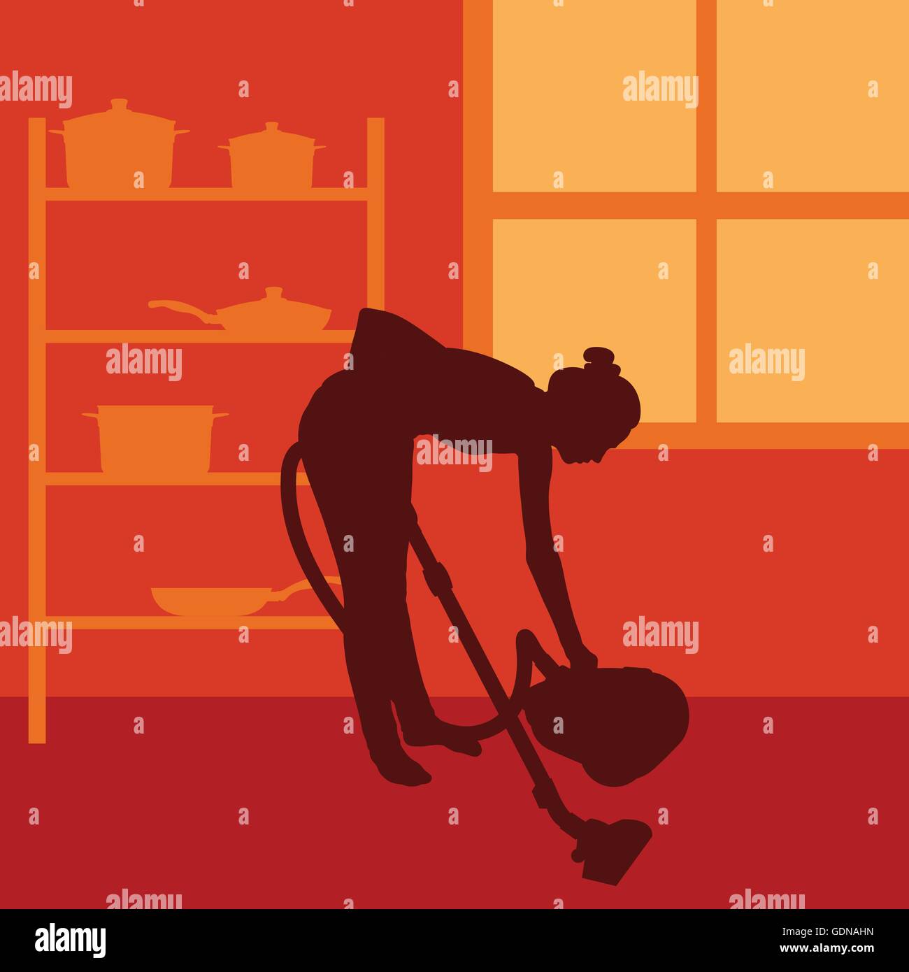 Woman cleaning with vacuum cleaner vector background Stock Vector Image ...