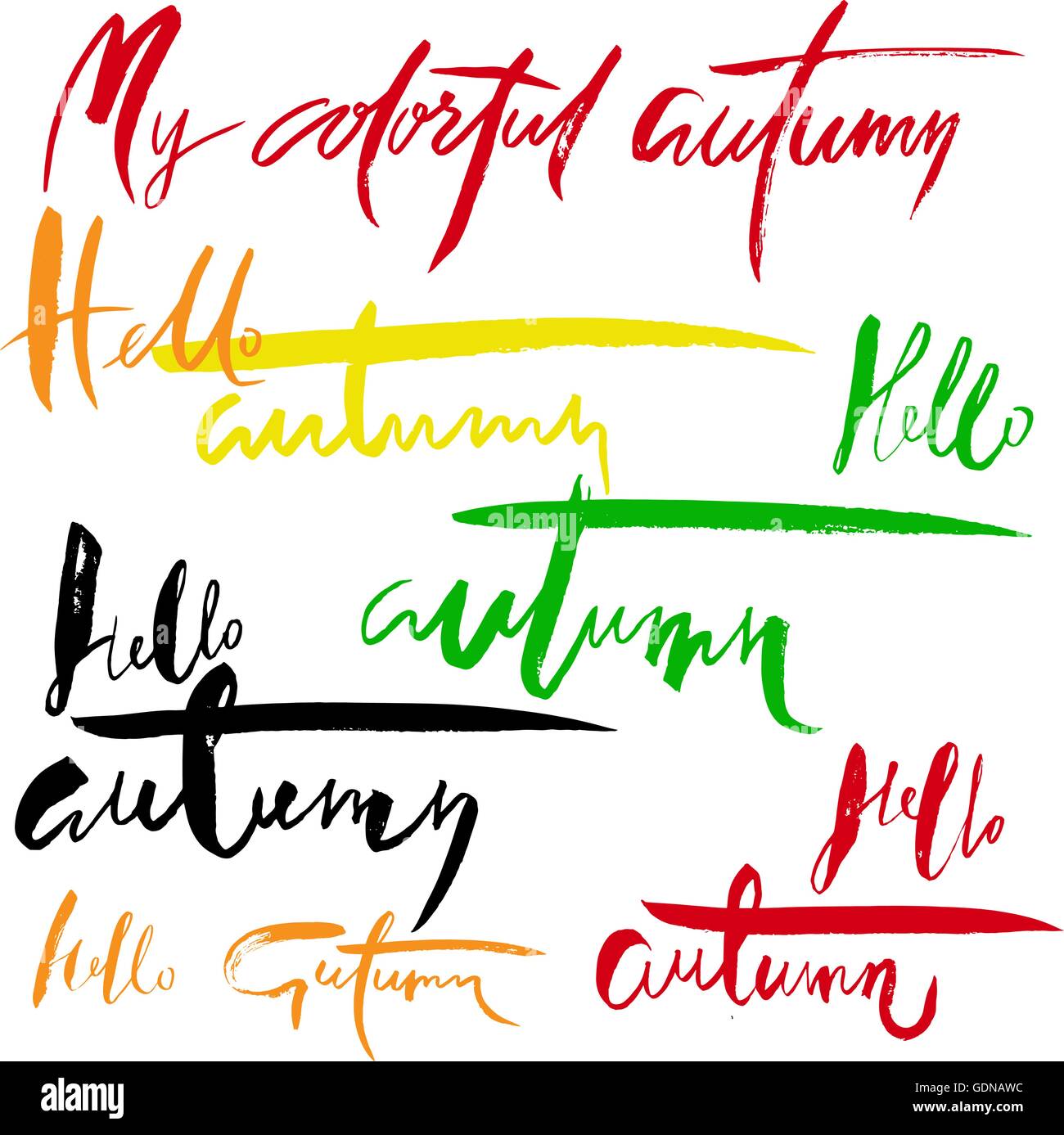 Hello Autumn Lettering Design Set Stock Vector Image & Art - Alamy
