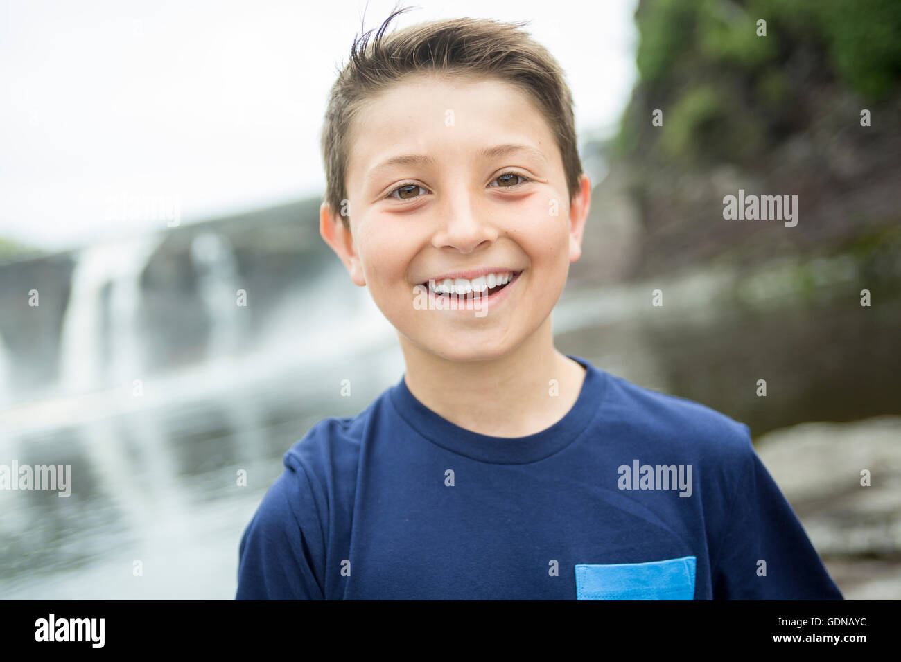 close up of a cute 8 year old boy Stock Photo