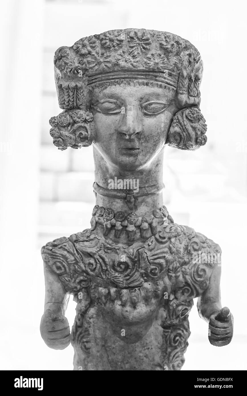 Lady of Ibiza detail, a ceramic figure that dates from the third century BC representation of Carthaginian goddess Tanit Stock Photo
