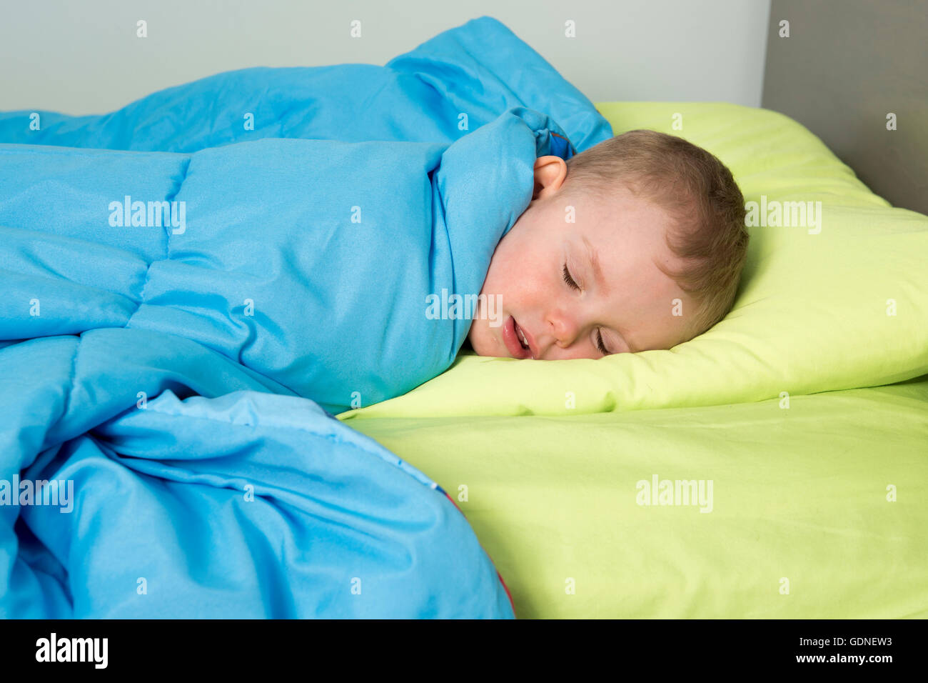 Portrait of cute sleeping boy at home Stock Photo - Alamy