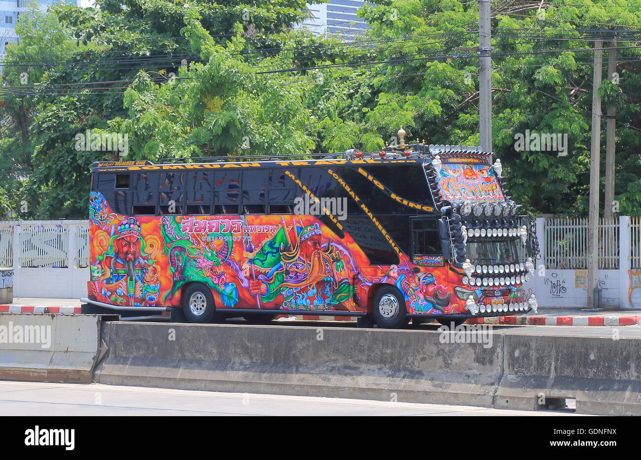 Colourful Tourist bus in Bangkok Thailand Stock Photo Alamy