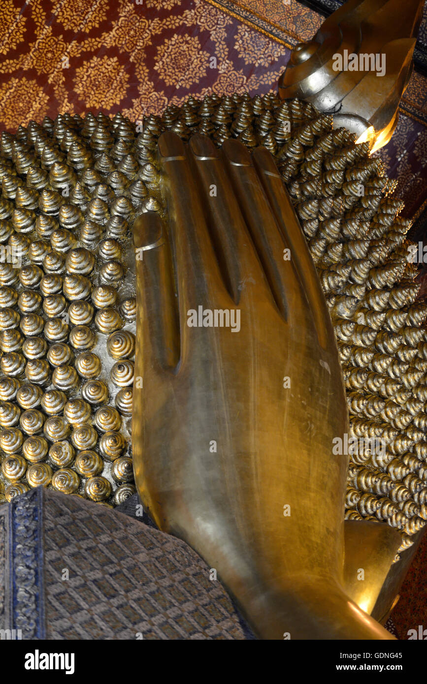 The golden Buddha at the temple of Wat Pho in the city of Bangkok in ...