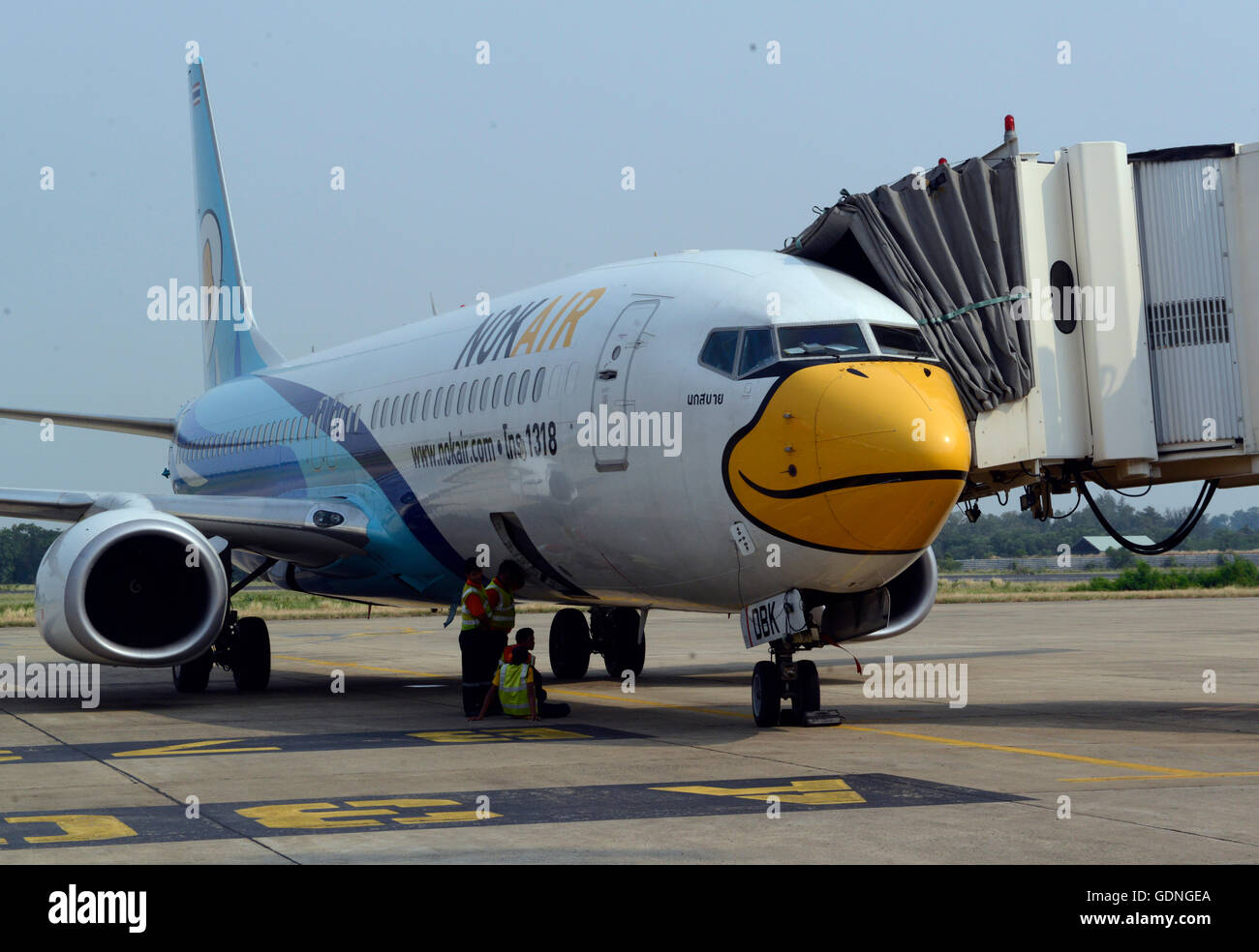 a Airplane of nok air at the airport in Krabi in the south of  Thailand in Southeastasia. Stock Photo