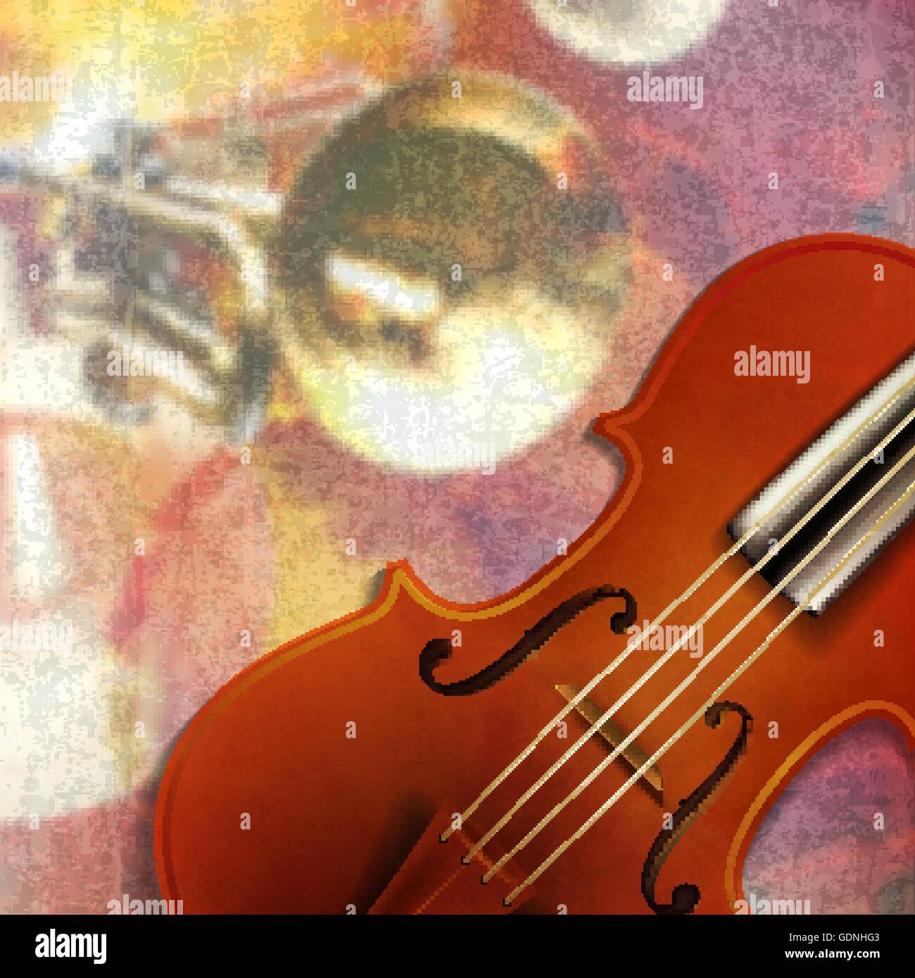 abstract red grunge music background with violin Stock Vector Image ...