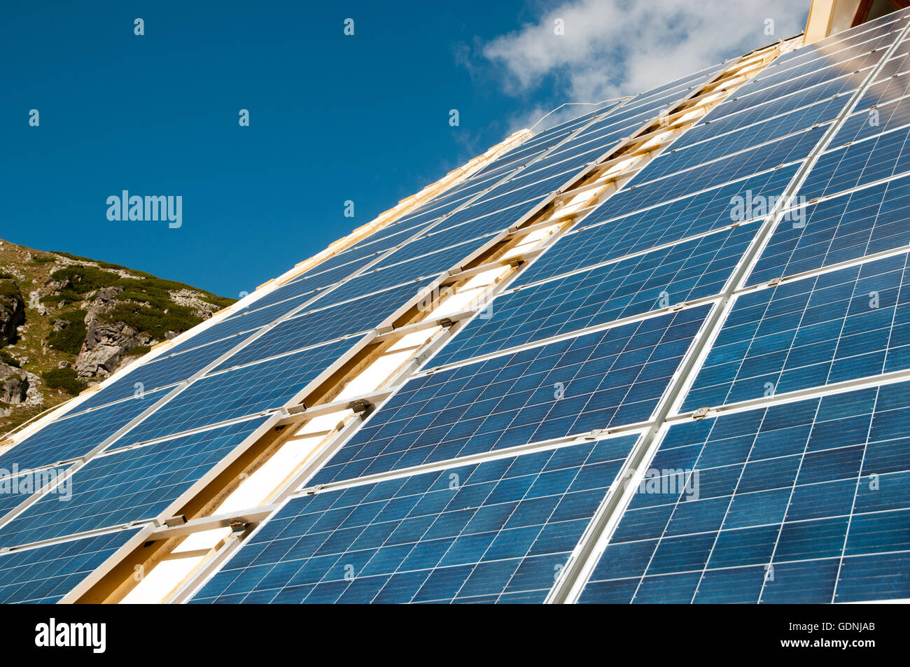 Solar panels on the roof of building Stock Photo