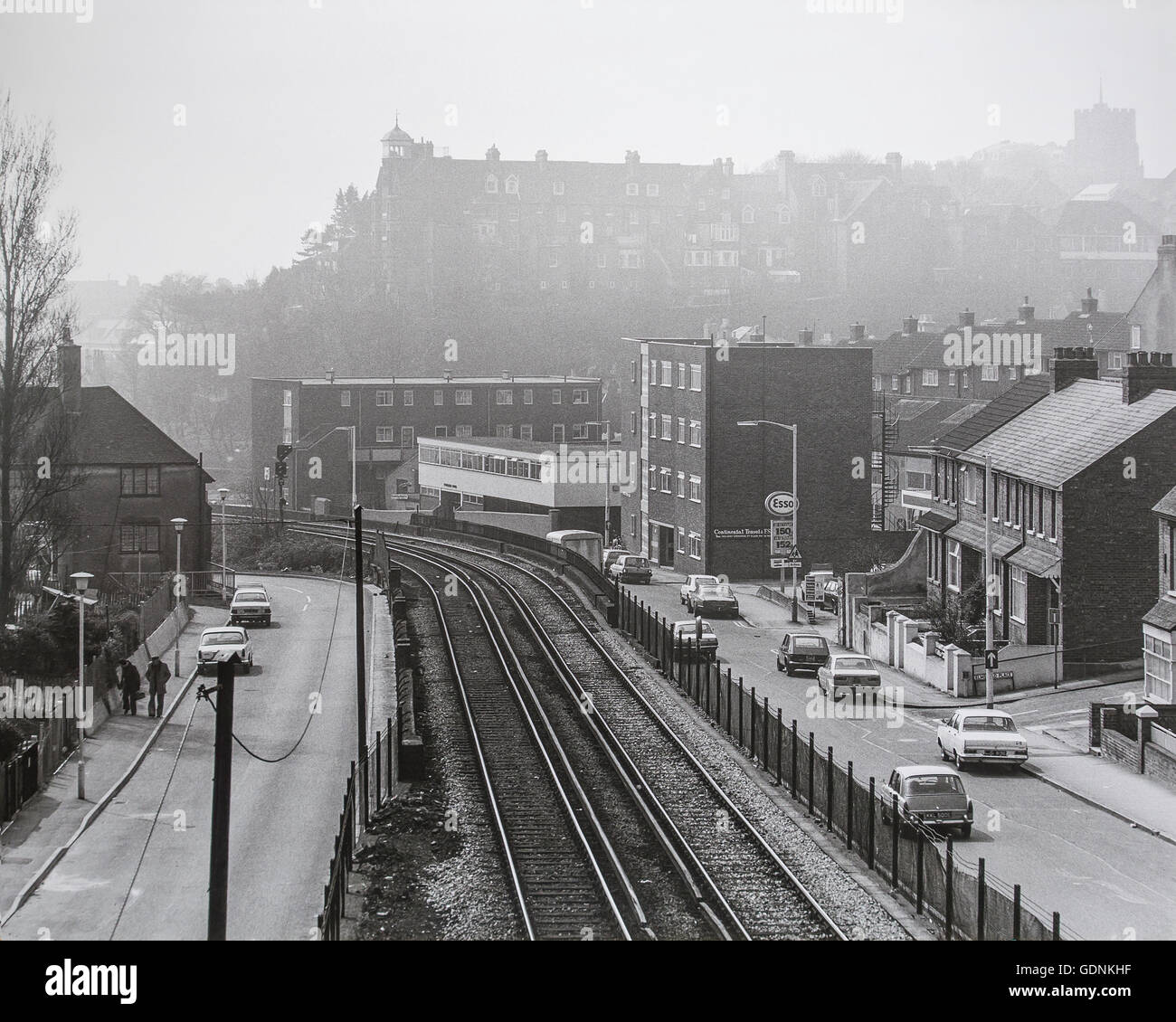 Folkestone Harbour Railway Line Tram Road Folkestone 1970s Stock Photo