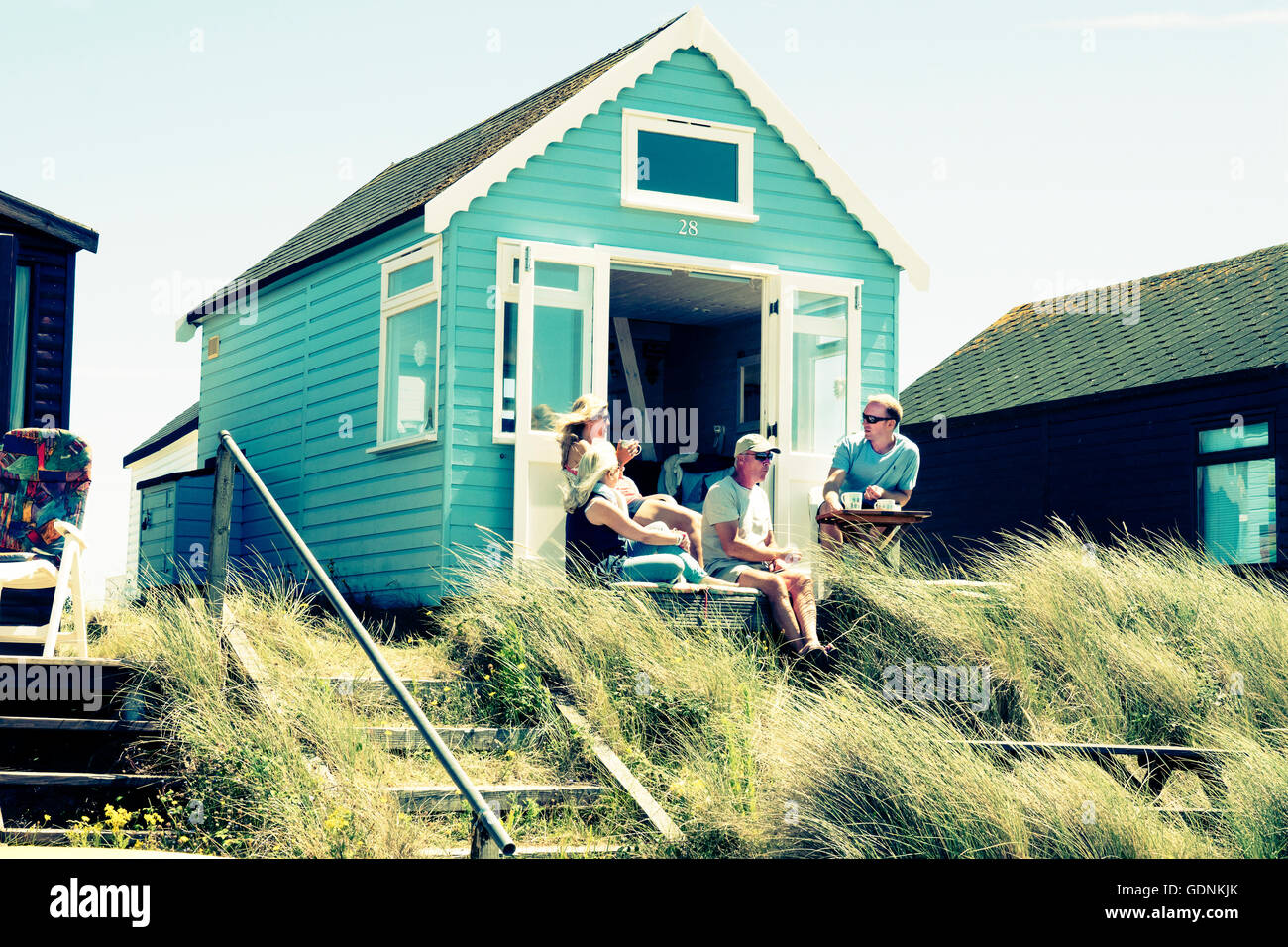 Beach Huts at Mudeford Sandspit Christchurch Dorset UK Stock Photo