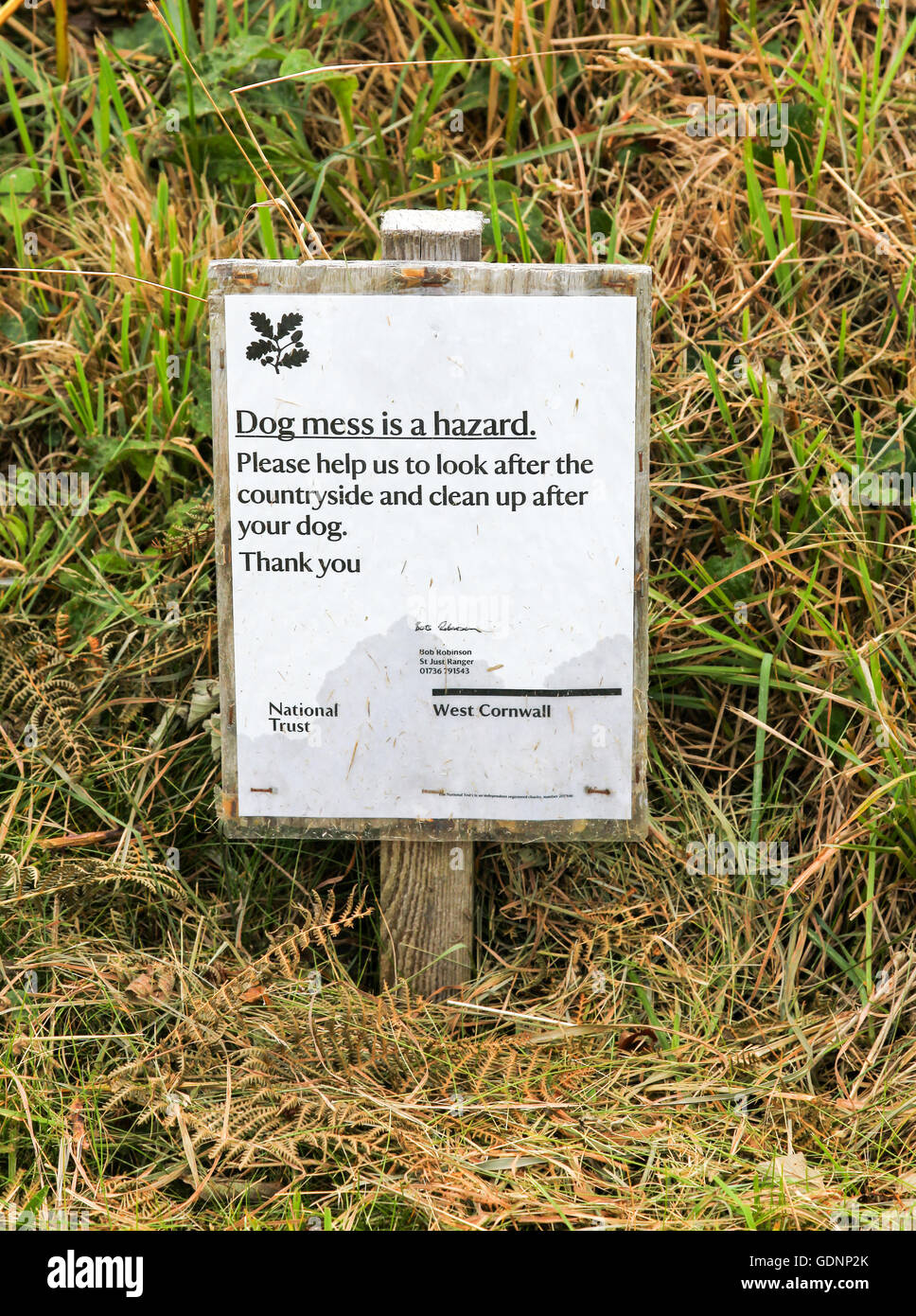 A sign saying dog mess is a hazard Stock Photo