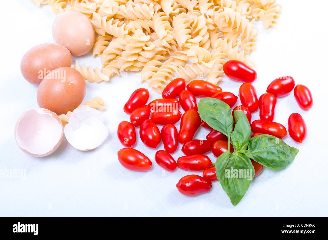 Fusilli pasta made by hand in the kitchen with natural ingredients