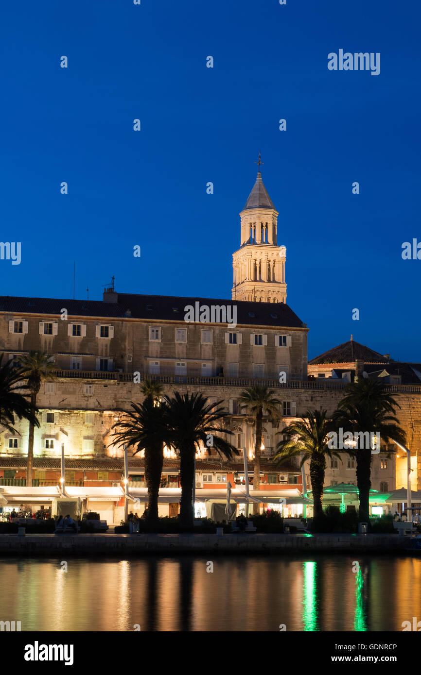 Split, Croatia, Dalmatian Coast, Diocletian's Palace and Riva Stock Photo