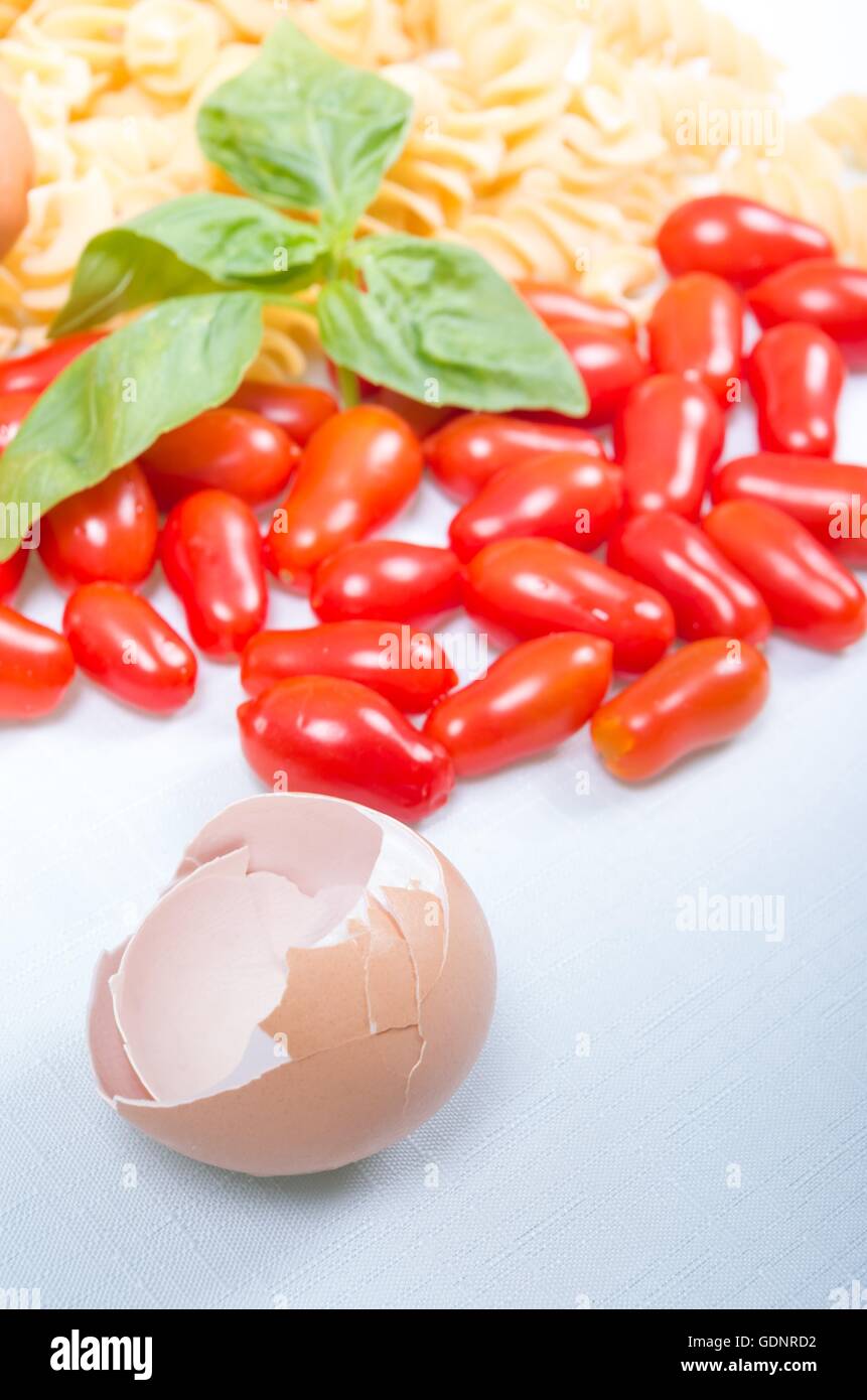 Fusilli pasta made by hand in the kitchen with natural ingredients