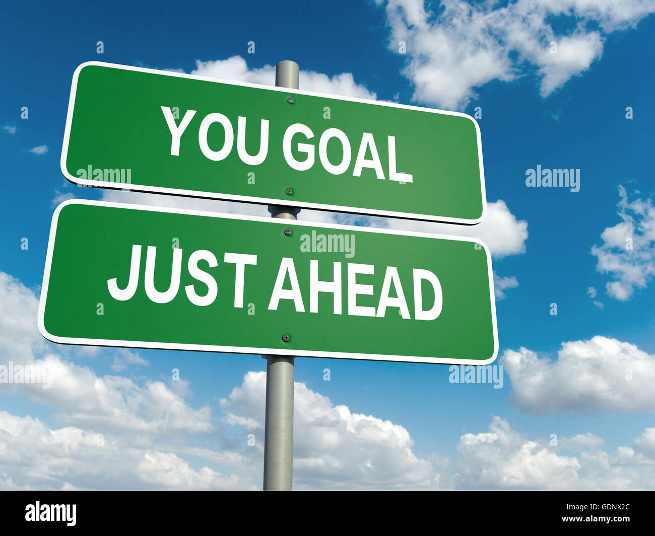 A road sign with you goal words on sky background Stock Photo