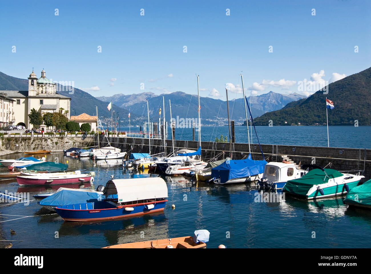 geography / travel, Italy, Regione  Piemonte, Lago Maggiore, Cannobio, marina, Additional-Rights-Clearance-Info-Not-Available Stock Photo