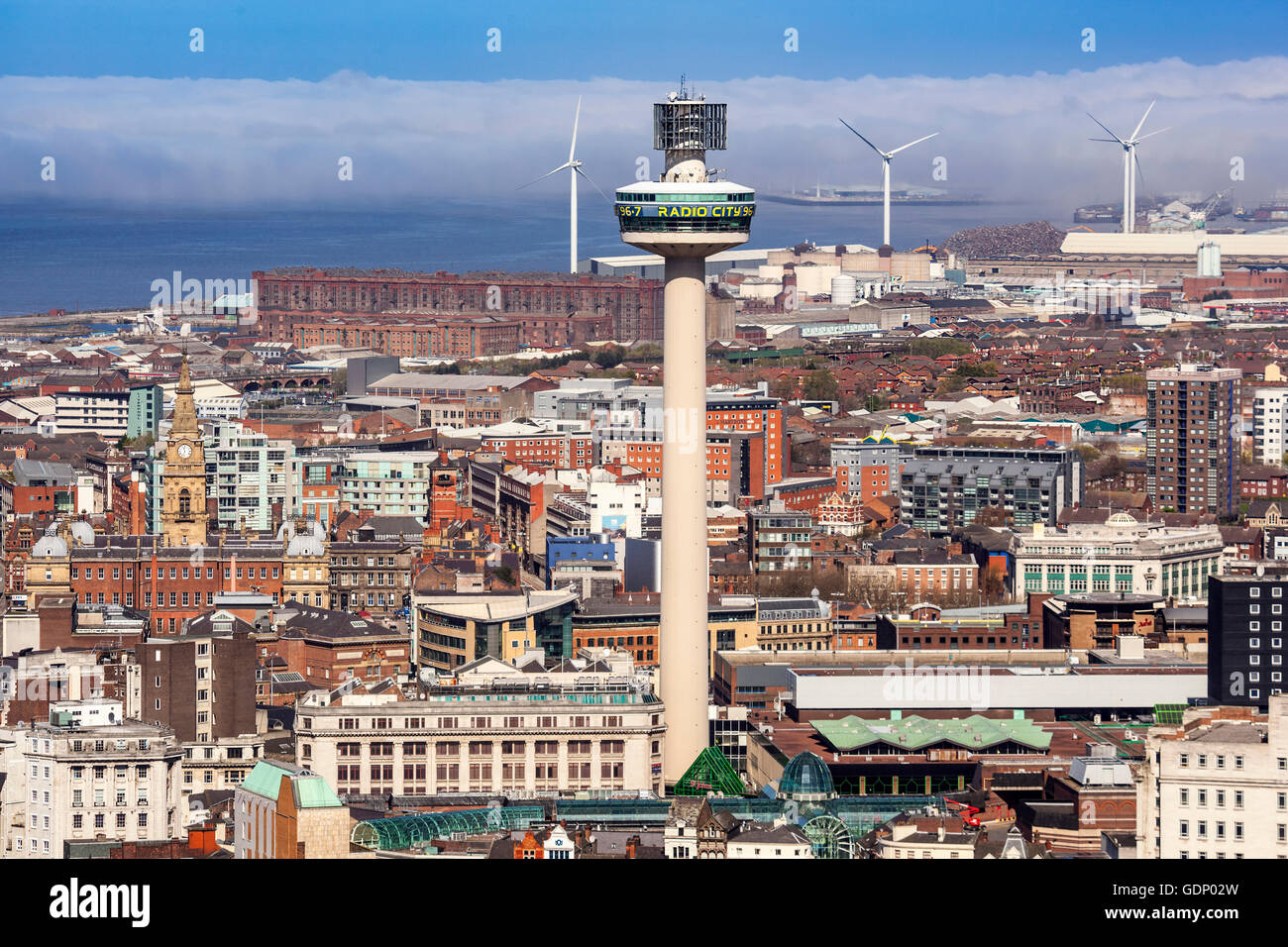 Liverpool city centre aerial St. John's tower beacon Merseyside Stock Photo Alamy