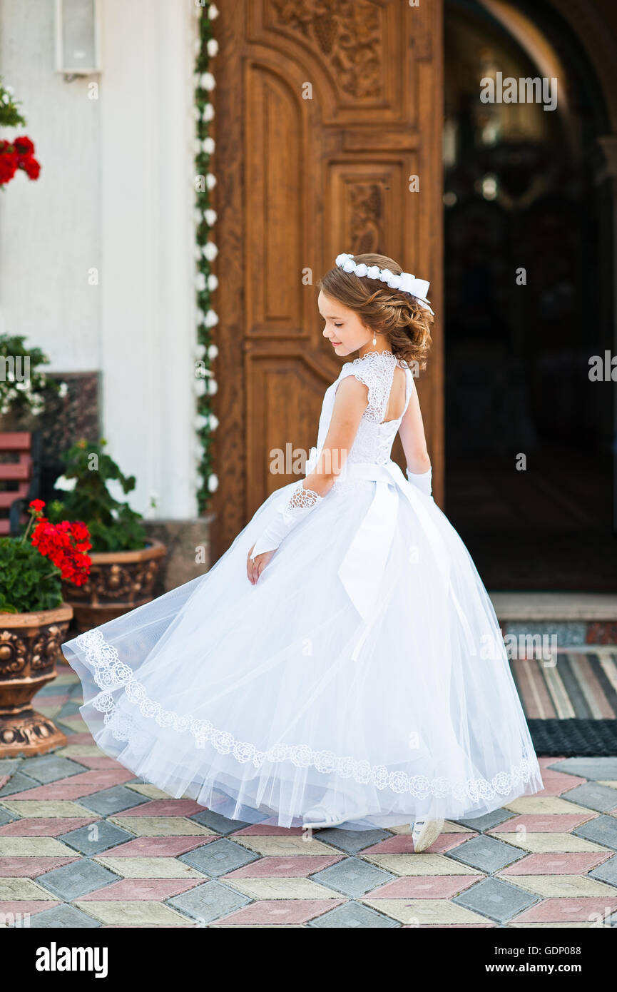 cute girl in white dress