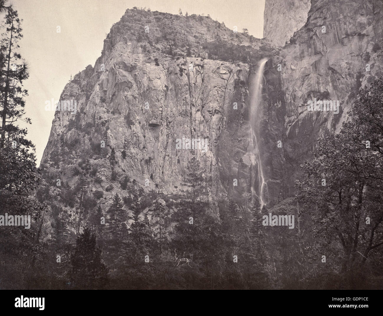 Carleton E. Watkins - Pohono, Bridal Veil, 900 Feet, Yosemite Stock Photo