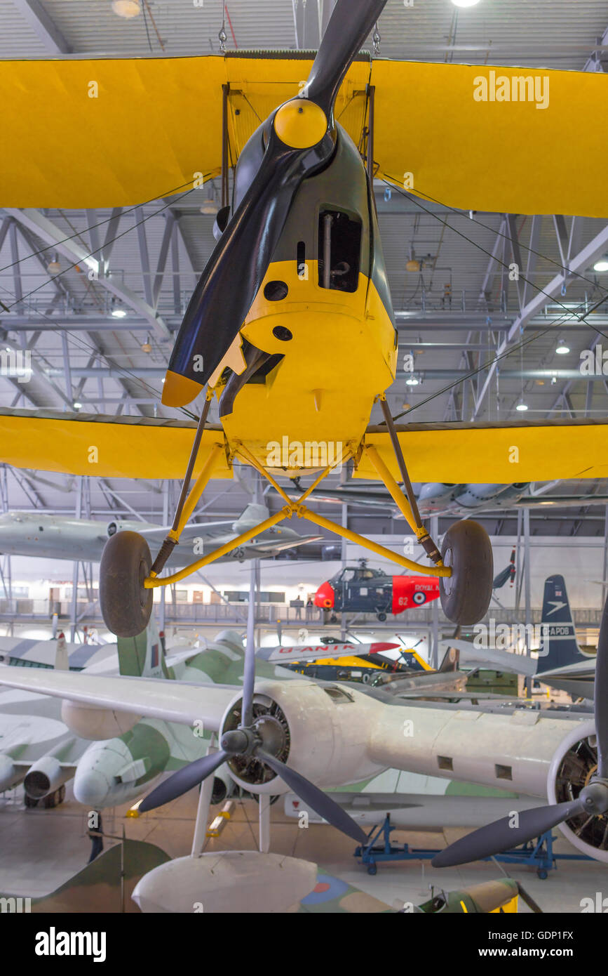 Vintage aircraft on display in a hangar at the Duxford Aircraft Museum in Cambridgeshire, England. Stock Photo