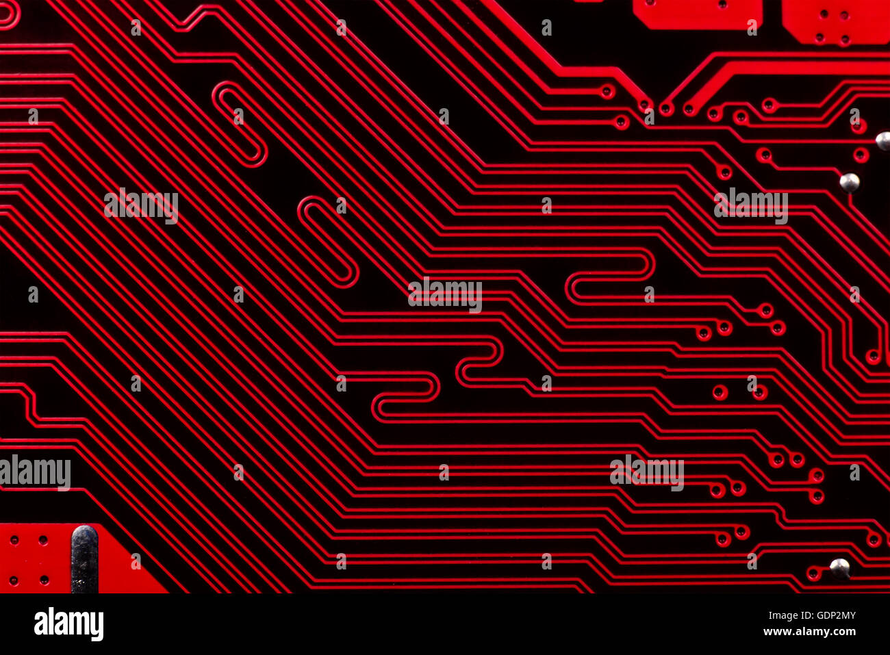 red computer electronic circuit, close up Stock Photo
