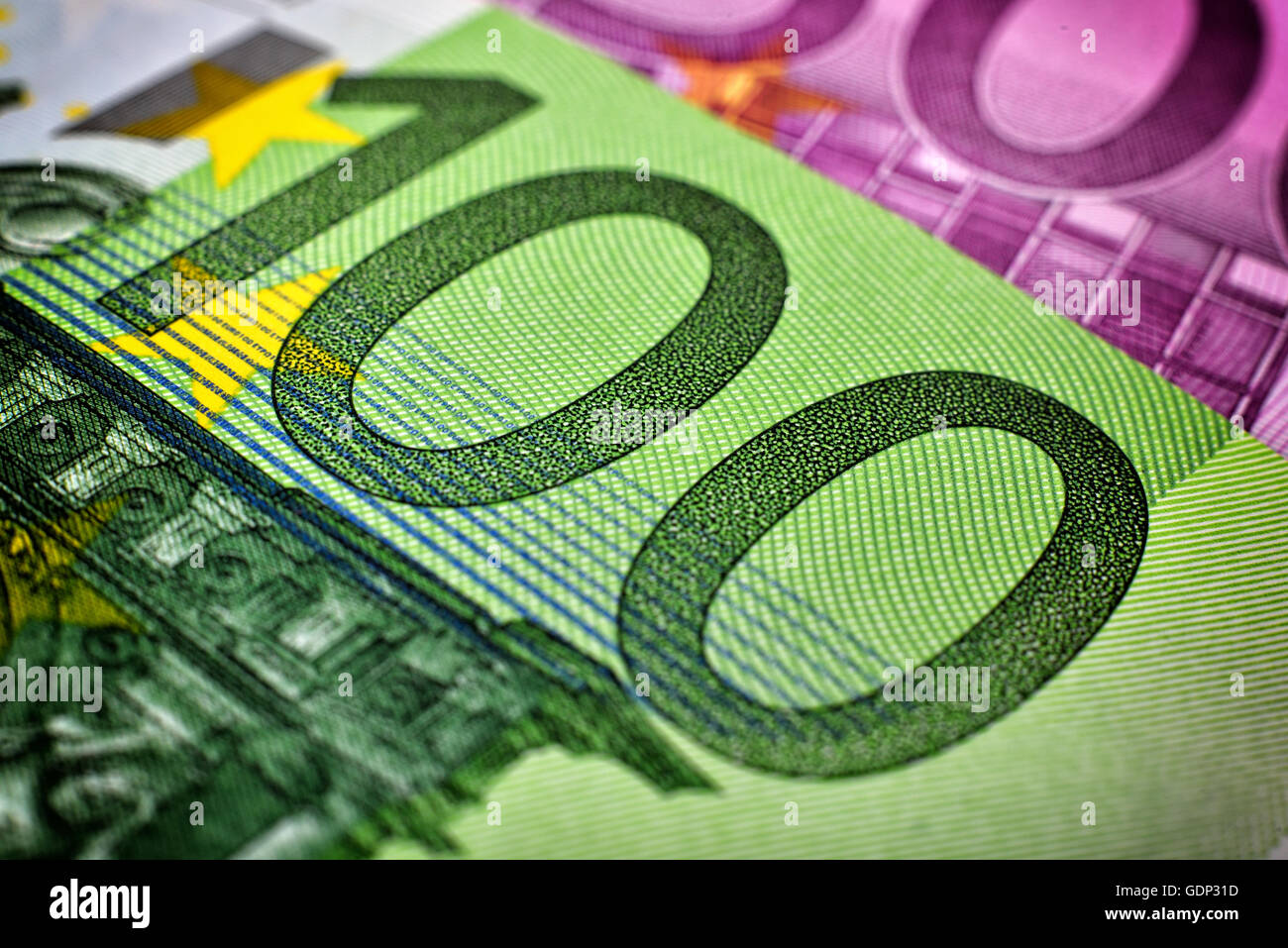 one hundred euro banknote, extra close up Stock Photo - Alamy
