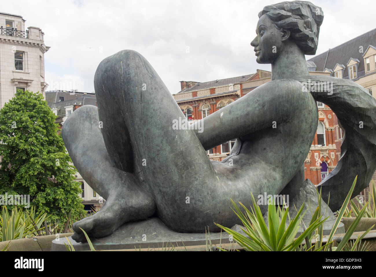 The River, locally known as the Floozie in the Jacuzzi, is an artwork in Victoria Square, Birmingham, Stock Photo