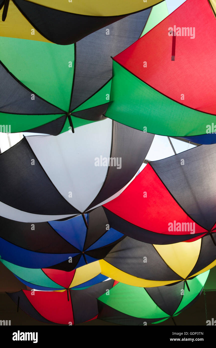 Umbrellas hanging from a ceiling Stock Photo Alamy