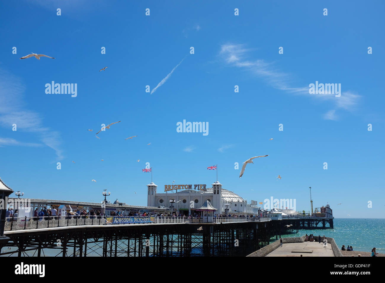 A view of Brighton's Palace Pier in England. Stock Photo