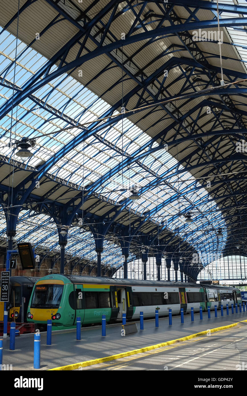 Brighton train station on the south coast of England. Stock Photo