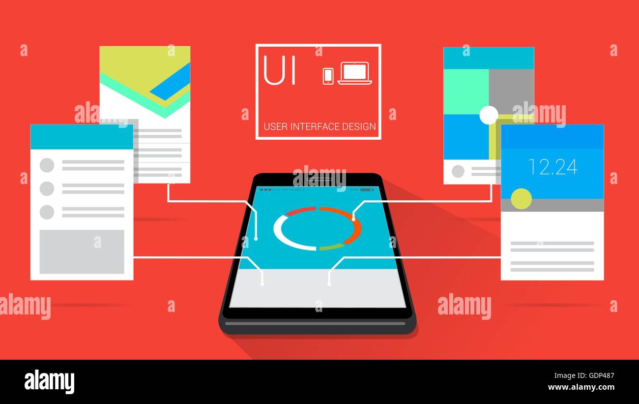 User interface design with mobile and layouts Stock Vector