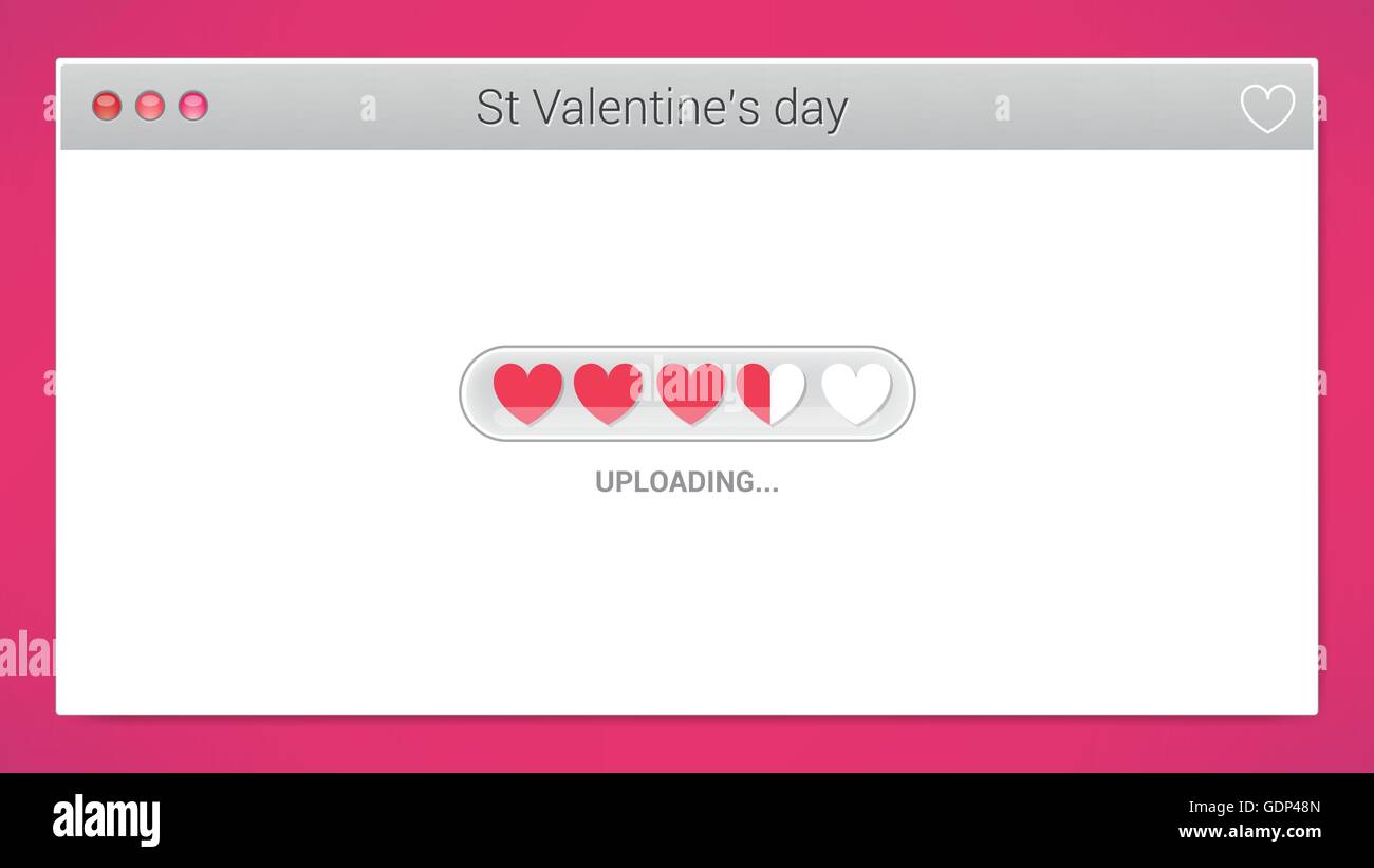 St. Valentine's day, love uploading window Stock Vector