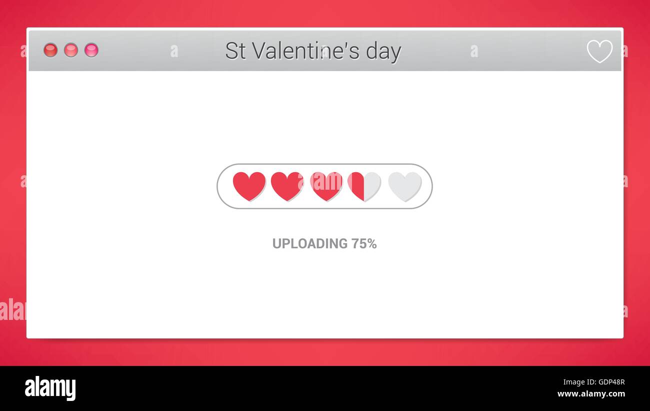 St. Valentine's day, love uploading window Stock Vector