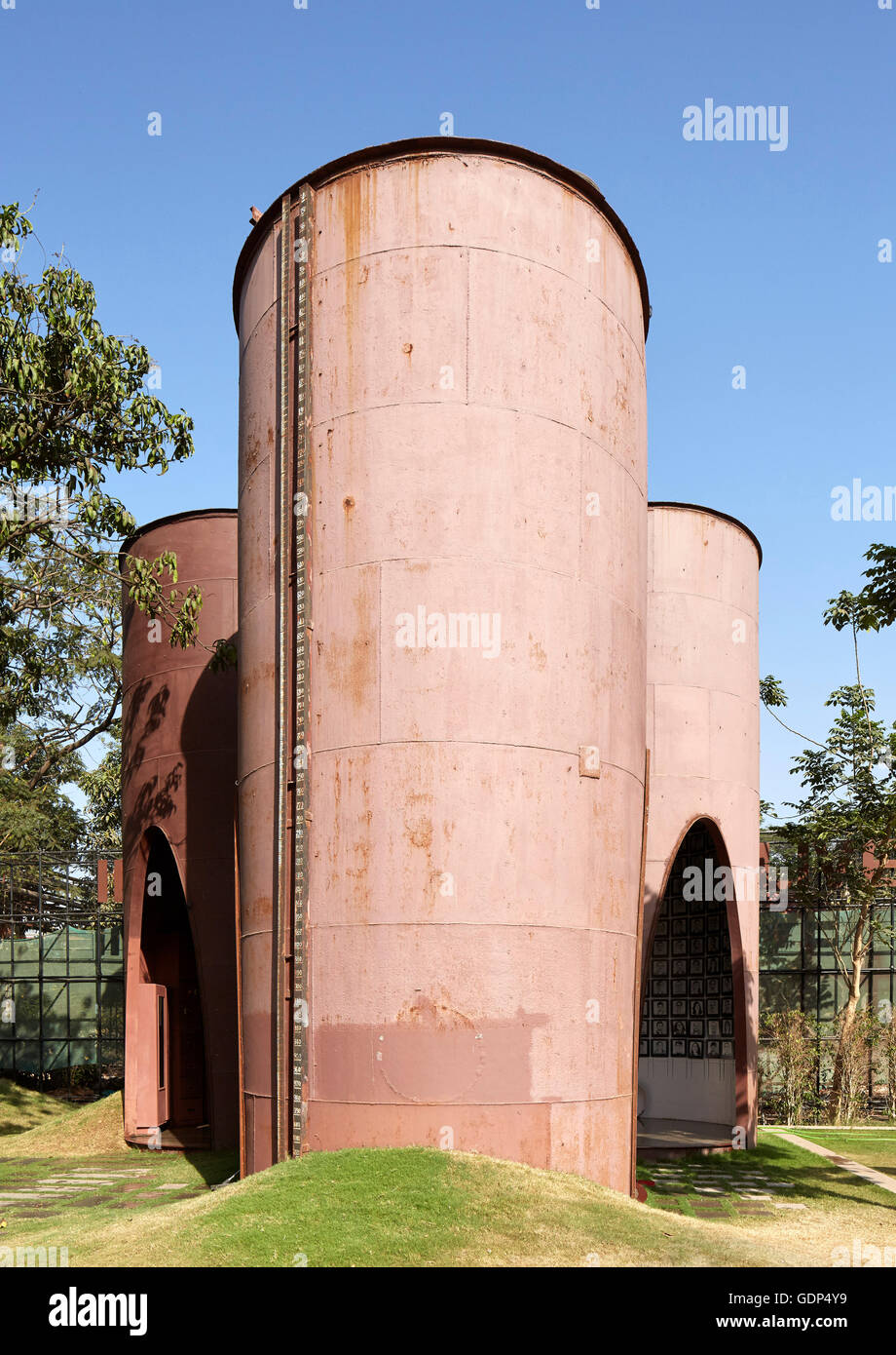 Converted storage silo. Imagine Studio at The Trees, Mumbai, India. Architect: Studio Lotus, 2016. Stock Photo