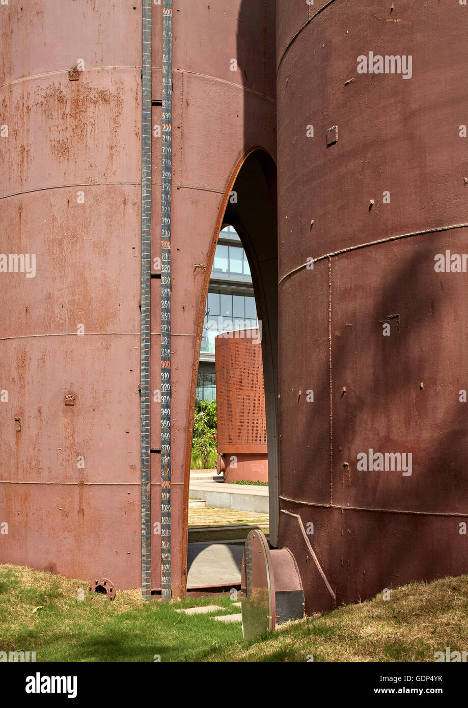 Converted storage silo. Imagine Studio at The Trees, Mumbai, India. Architect: Studio Lotus, 2016. Stock Photo