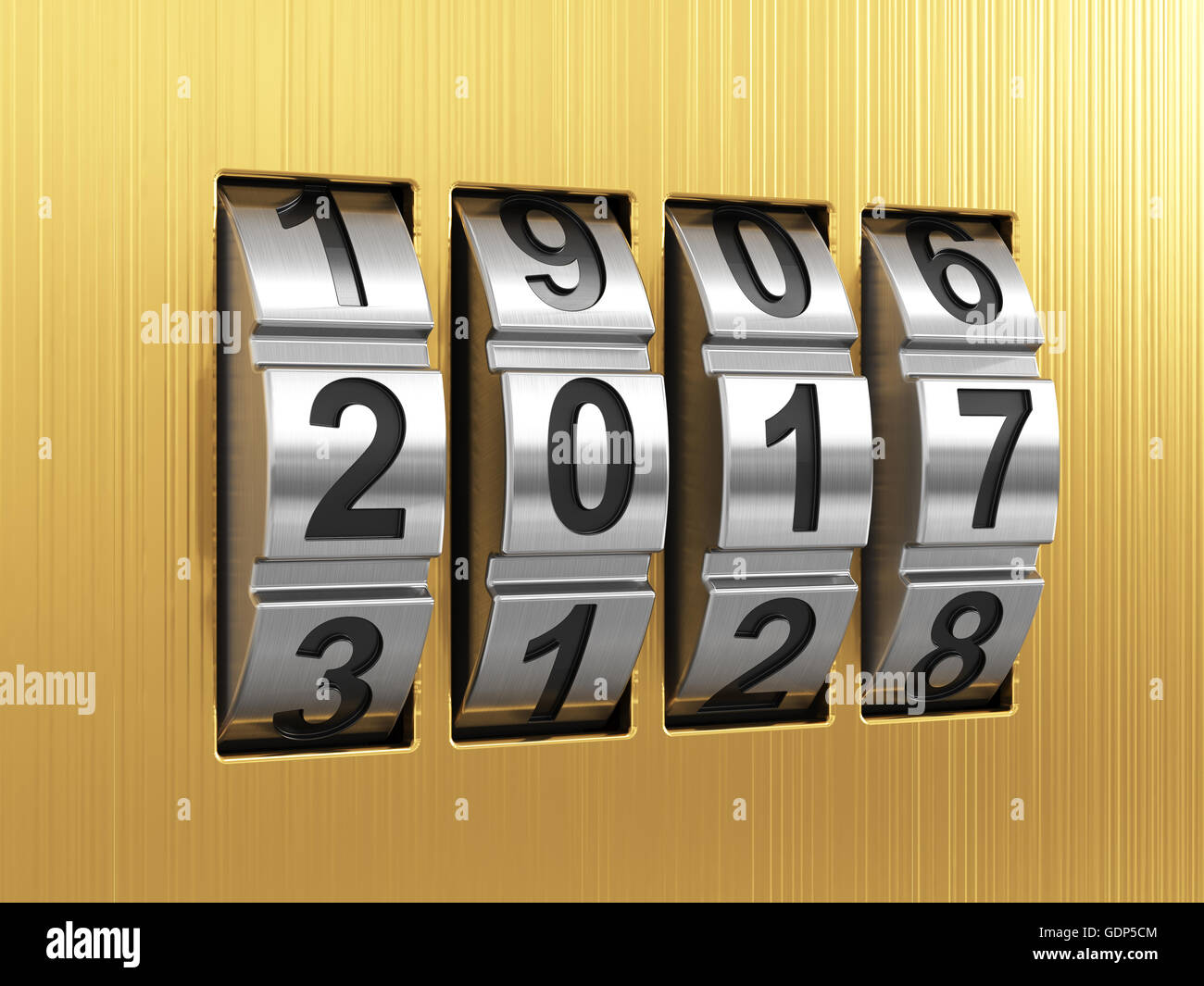 3d render of 2017 Year combination lock Stock Photo