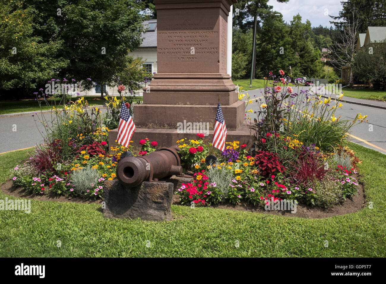 Civil War Monument on Main Street in Stockbridge, MA Stock Photo